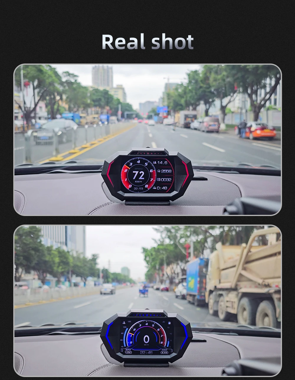 OBDII Smart Digital Tachometer Meter HUD P24 Auto Head Up Display OBD + GPS System Neigungsmesser Kraftstoff Verbrauch Übergeschwindigkeit alarm – Detail 25