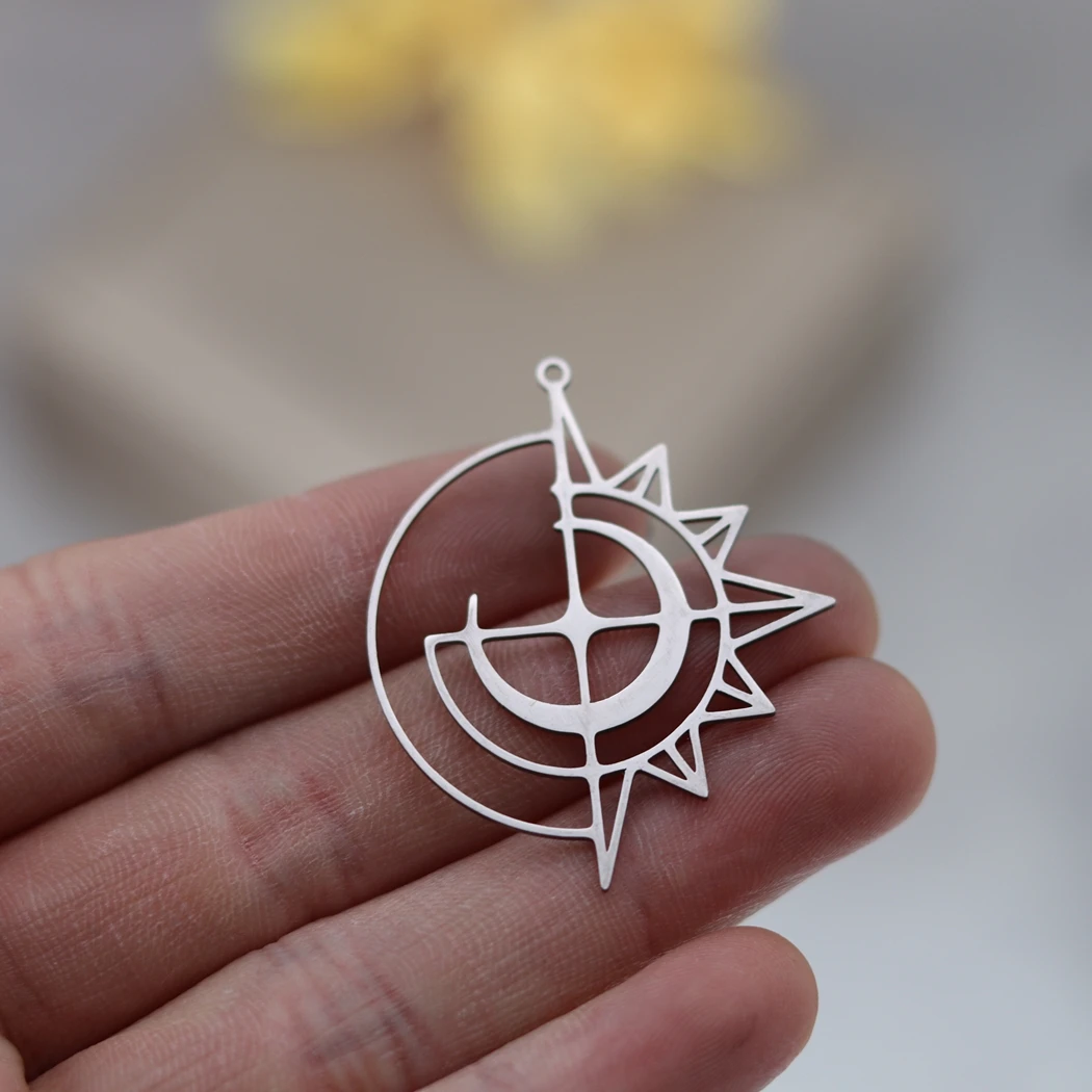 3pcs Gothic Sun Planet Moon Charms Accessories DIY Craft Tassels Earrings Necklace For Jewelry Making Stainless Steel Pendant