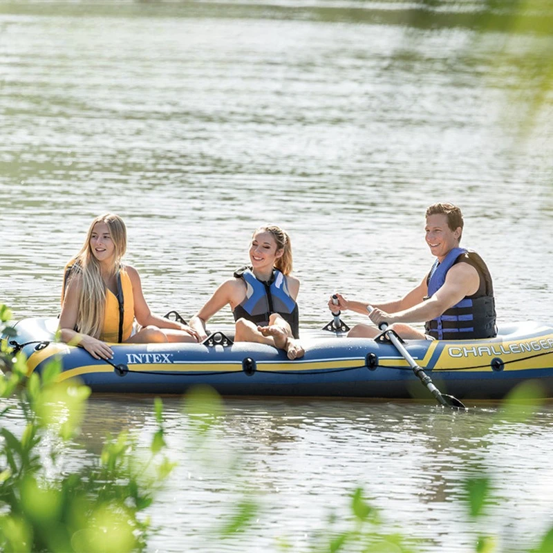 Inflatable Boat 3-Person, Thickened Material Raft for Fishing and Floating, Rubber Dinghy