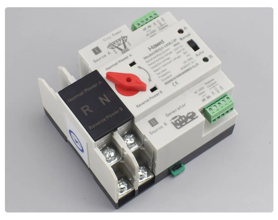 Einphasiger DIN-Schienen-Mini-ATS 2P 125A AC 220V, automatische Umschaltung für unterbrechungsfreie Stromversorgung – Detail 7