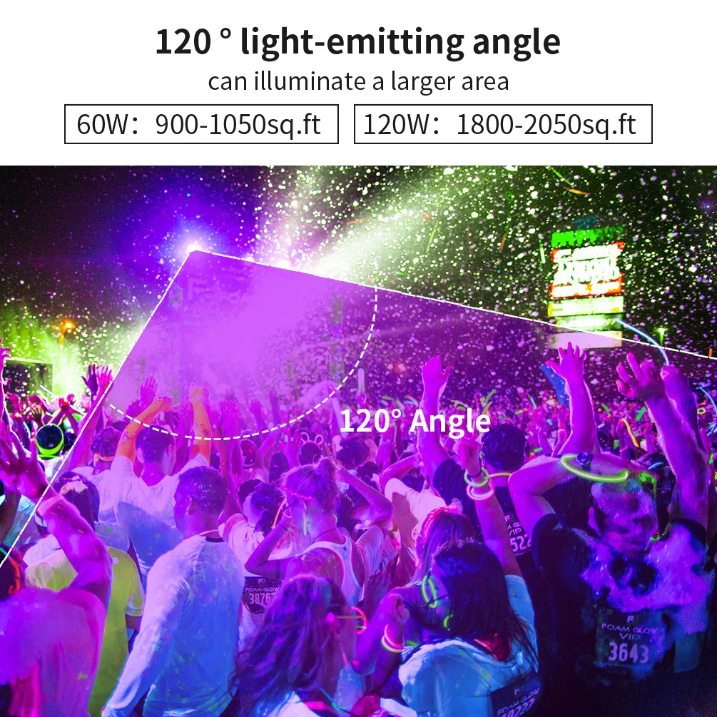 120W luz UV preta, lâmpada preta LED IP66 à prova d\'água para festas luminosas, bares, pintura corporal, Halloween, palco