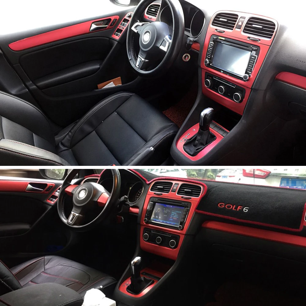 For Volkswagen  Golf 6 GTI R20 MK6 2 doors Interior Central Control Panel Door Handle  Carbon Fiber Stickers Decals Car styling
