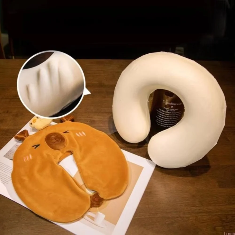 

Capybara Travel U-Shaped Pillow Double-sided Comfortable Neck Support Cushion Animal Slow Rebound Sleeping Neck Protector Summer