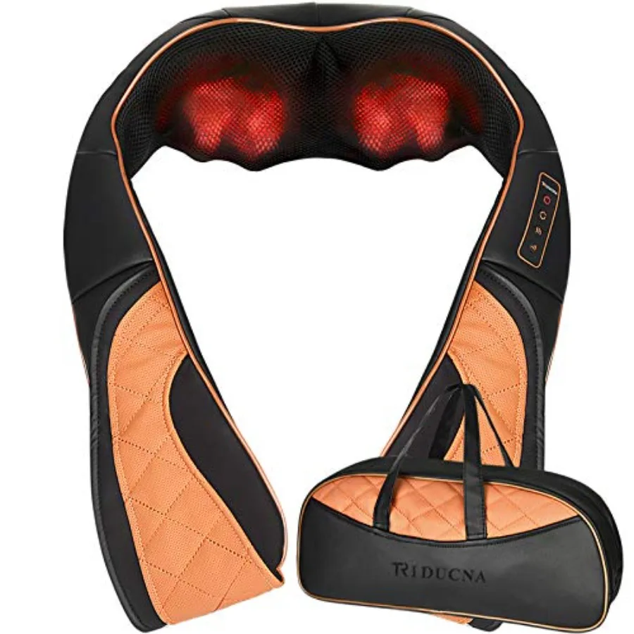 

Shiatsu Neck Shoulder Back Massager with Heat and Carry Bag - Electric Massage Pillow with Deep Tissue Kneading for Lower Back