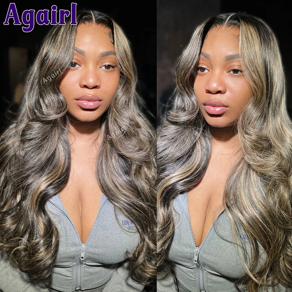

6x4 Lace Closure Wig Highlight Blonde 200 Density Body Wave Colored Wigs HD Transparent 13x6 Lace Front Wig Human Hair for Women