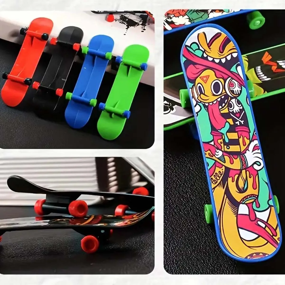 12pcs Mini Professional Skate Board Toys Cool Finger Sports Plastic Skateboards Creative Fingertip Toys for Adult and Kids