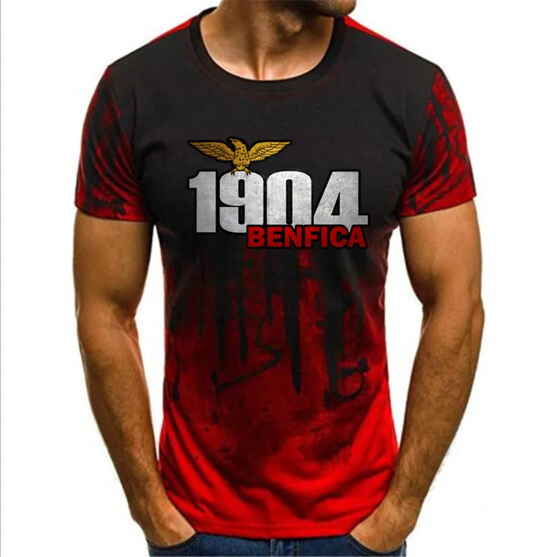 BENFICA Football Club Gradient Men's T-shirt Summer Fashion Sports Quick Drying Extra Large Short sleeved Shirt Loose Casual Top image 3