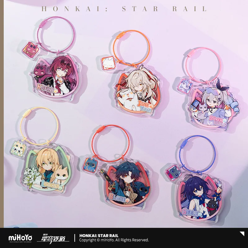 

Game Honkai Star Rail Keychain Official Cute Cat Kafka Blade Luocha Silver Wolf Jing Yuan Seele Pendant Fans Gift