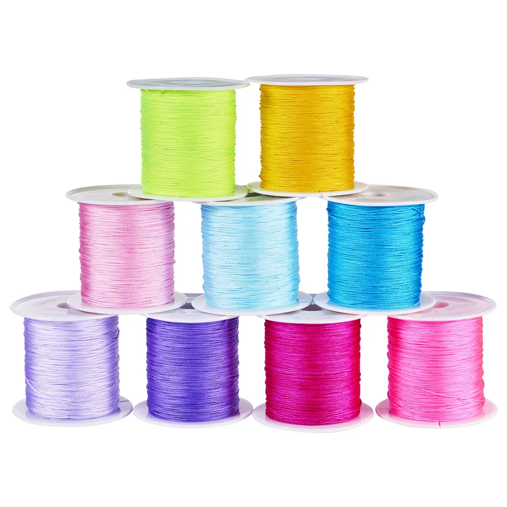 9 Roll 0.4mm Nylon Jewelry Cords Mixed Color Braided Thread for DIY Chinese Knot Bracelet Nacklace Tassel Charms Craft Making