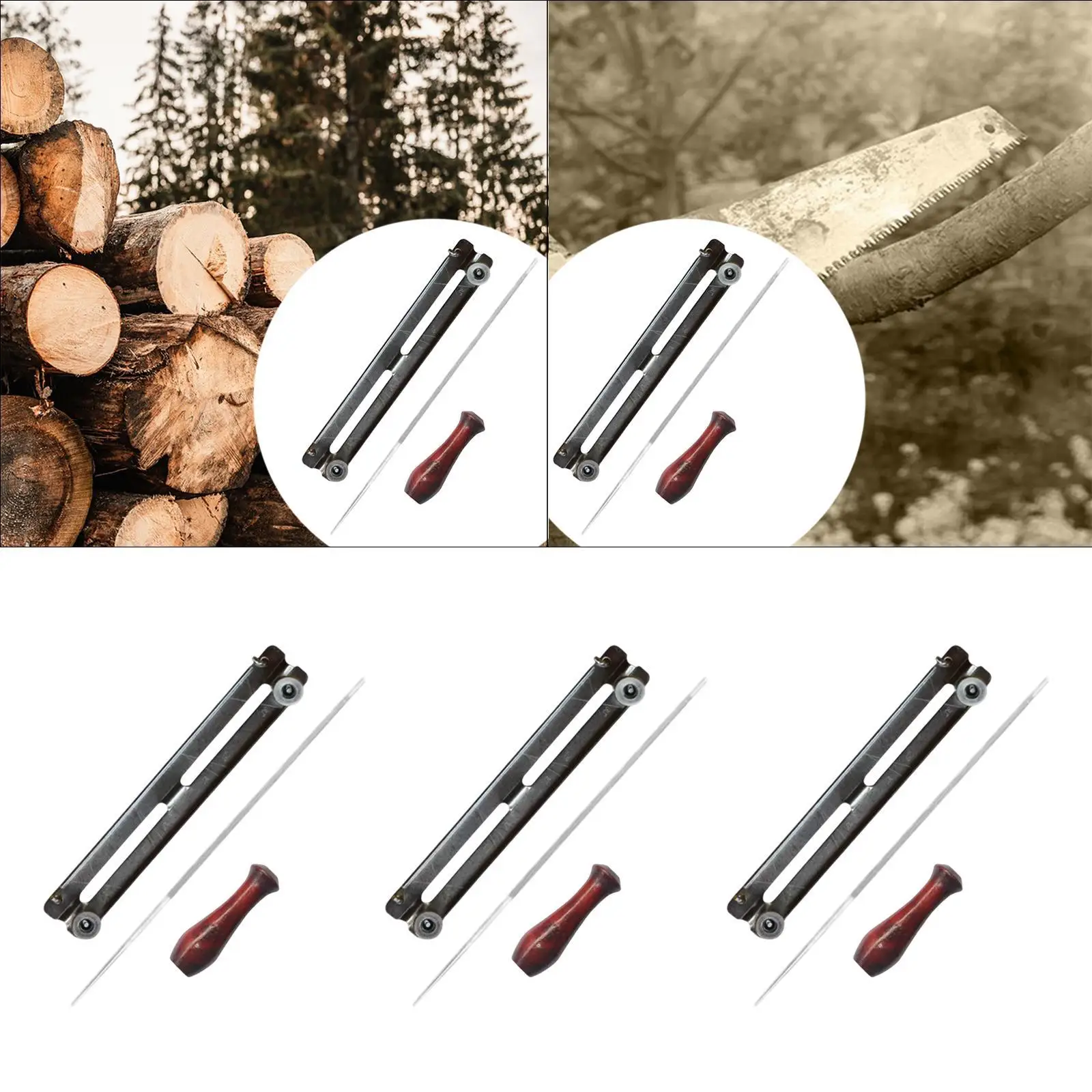 طقم ملف المنشار مع مقبض خشبي أداة حفظ المنشار مع دعامة دعم سلسلة معدنية ملحقات أدوات مبراة المنشار #1