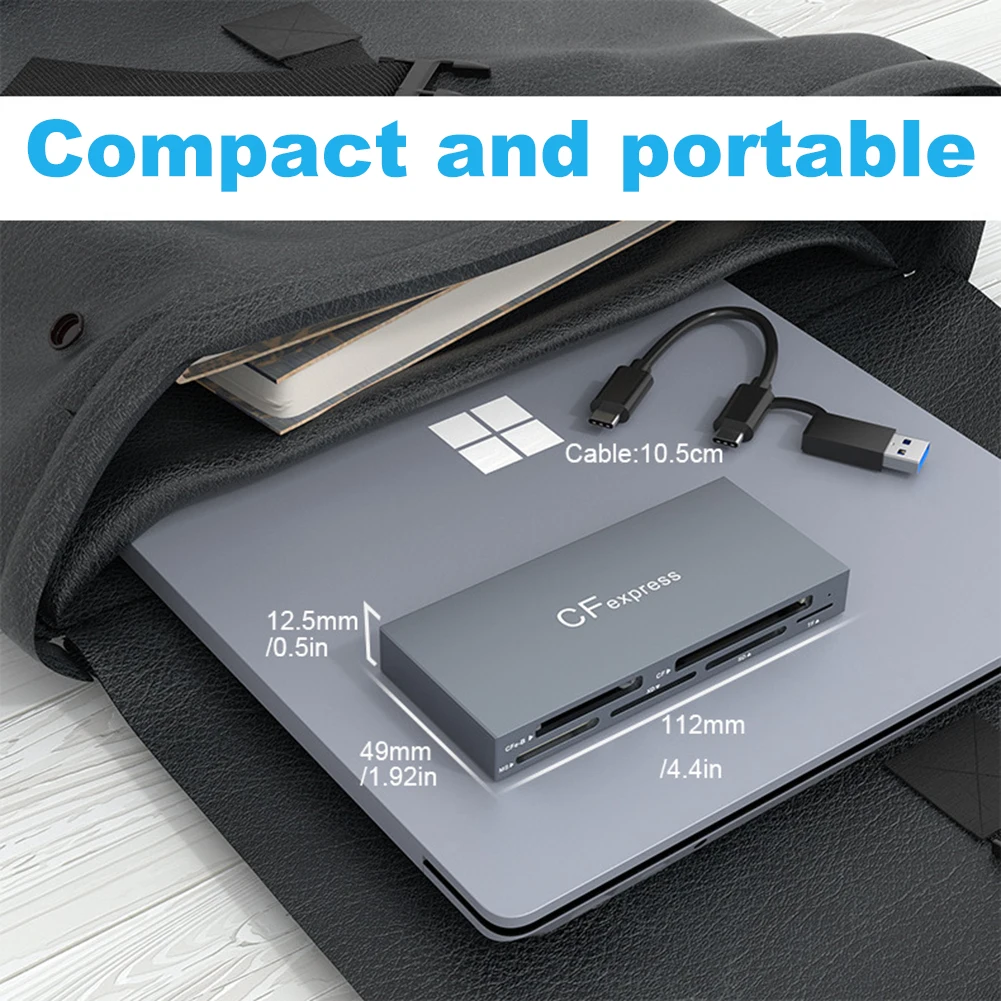 6 в 1 CFexpress Тип B/CF/XD/MS/SD/TF Многофункциональный адаптер-концентратор карт памяти 10 Гбит/с с кабелем для Windows XP OS