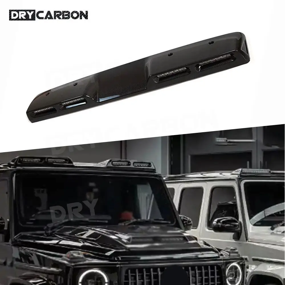 

Carbon Fiber Front Roof Spoiler Wing Top Lip With Light Bodykits Accessory for Mercedes-Benz G Class W464 G500 G63 AMG 2019-2023