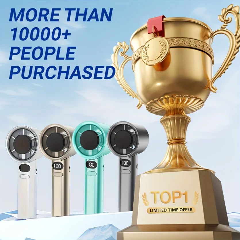 120 Speeds High Speed Handheld Fan 10000+ RPM Turbo Fan Portable USB Rechargeable Desktop Fan for Home Office Camping image 6