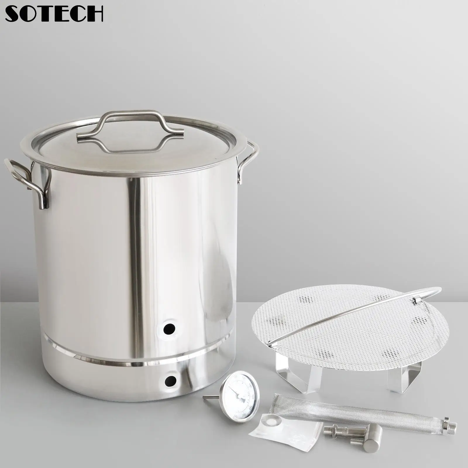 

Stainless Steel Homebrew Beer Brewing Kettle, 30L/40L High-capacity Brewing Pot Accurate Thermometer Brewing Equipment
