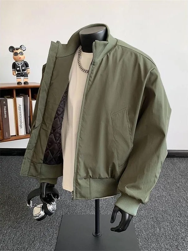 

2025 New Autumn Winter American High Street Stand Collar Baseball Flight Jaet ort Cotton Added Outerwear Trendy Top