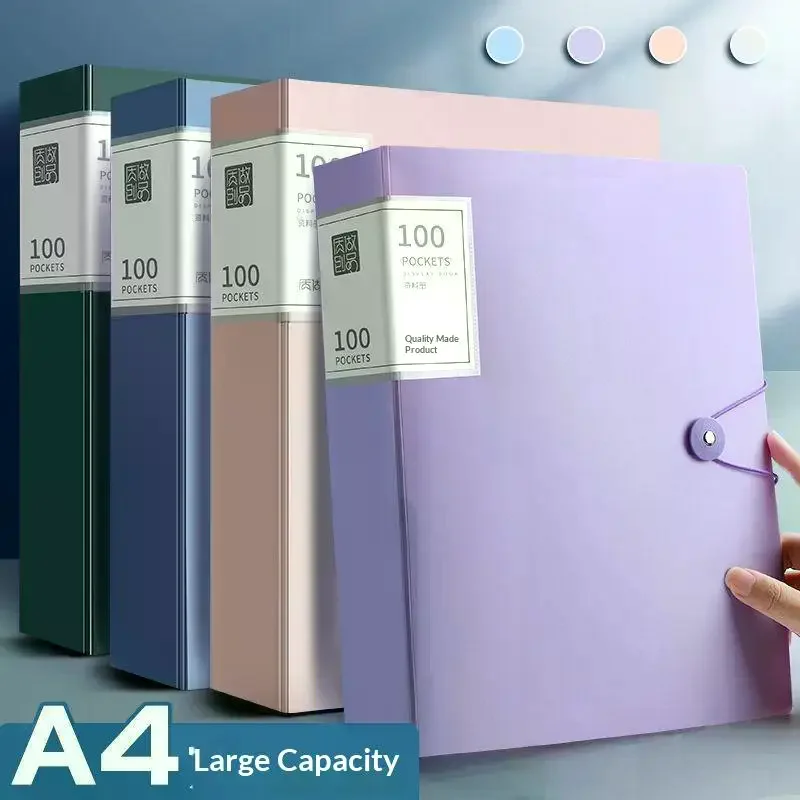 

1 шт., папка для документов формата А4 из полипропилена, высокопрозрачная и водонепроницаемая, с 60/100 карманами, подходит для документов и бумаг формата А4.