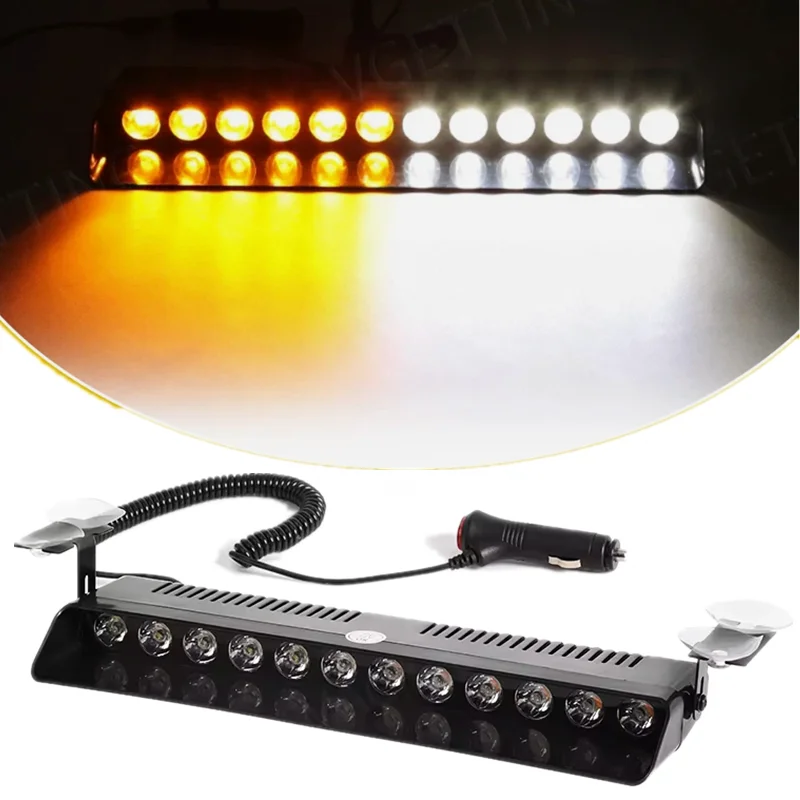 

12LED Flash Car Strobe Lights Car Truck Emergency Warning Signal Lamp Interior Windshield LED Beacon Police Lights 12V