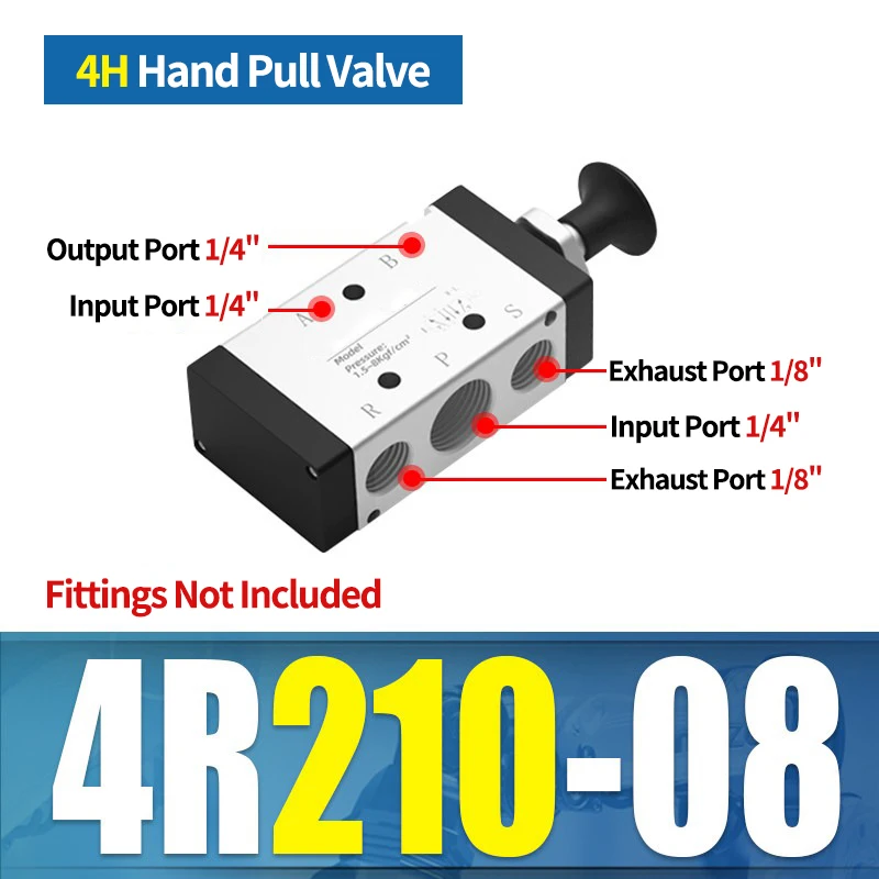 4H210-08 5/2 Way Pneumatic Hand Lever Valve 2 Position 5 Port Air Manual Control Operated Valve