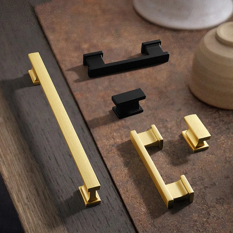 Black Brushed Gold Furniture Wardrobe Handles Zinc Alloy Kitchen Cabinet Pulls Satin Nickel Cupboard drawer Knob