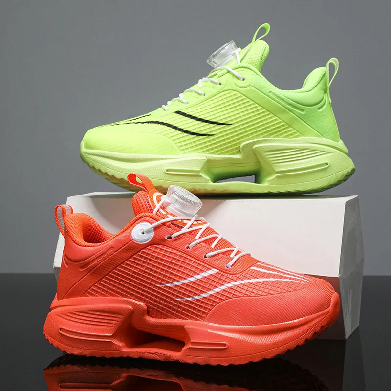 

Оранжевые детские кроссовки, дышащие сетчатые спортивные туфли для мальчиков, амортизирующие кроссовки на толстой подошве, детские кроссовки, tenis infantil