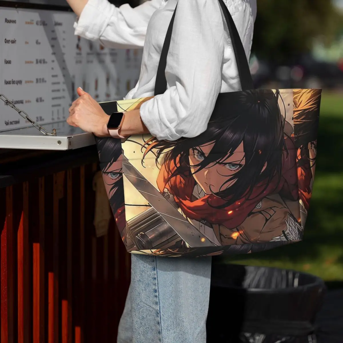 bolsa-tote-de-praia-anime-attack-on-titan-mikasa-ackerman-bolsa-grande-para-esportes-academia-yoga-bolsa-de-viagem-feminina-bolsa-fitness