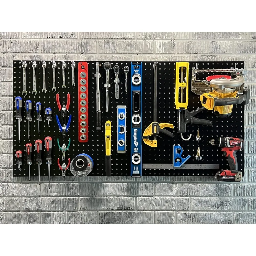 Products Kit Pegboard Organization, 24 Inch W x 48 Inch H x 1/4 Inch D, Black