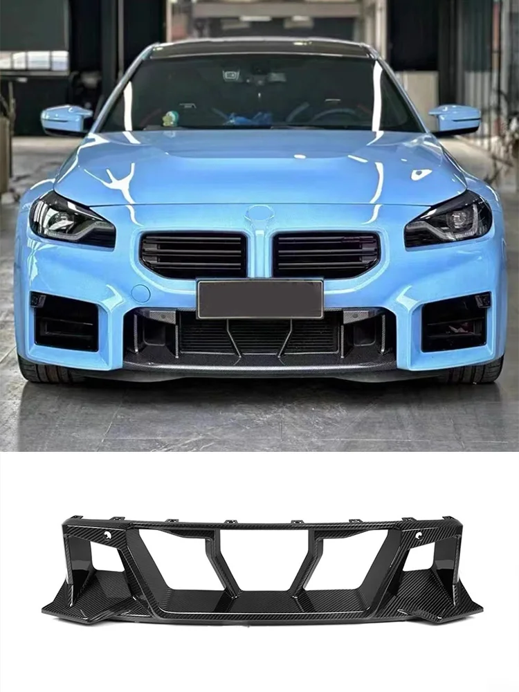 

Для BMW M2 G87 2023, передний бампер, сухая центральная нижняя решетка из углеродного волокна, передняя ограждение радиатора