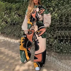 Spring Long Sleeve Pullover Loose Streetwear Autumn Women Tracksuit 2 pieces sets Sweatshirt and Pants