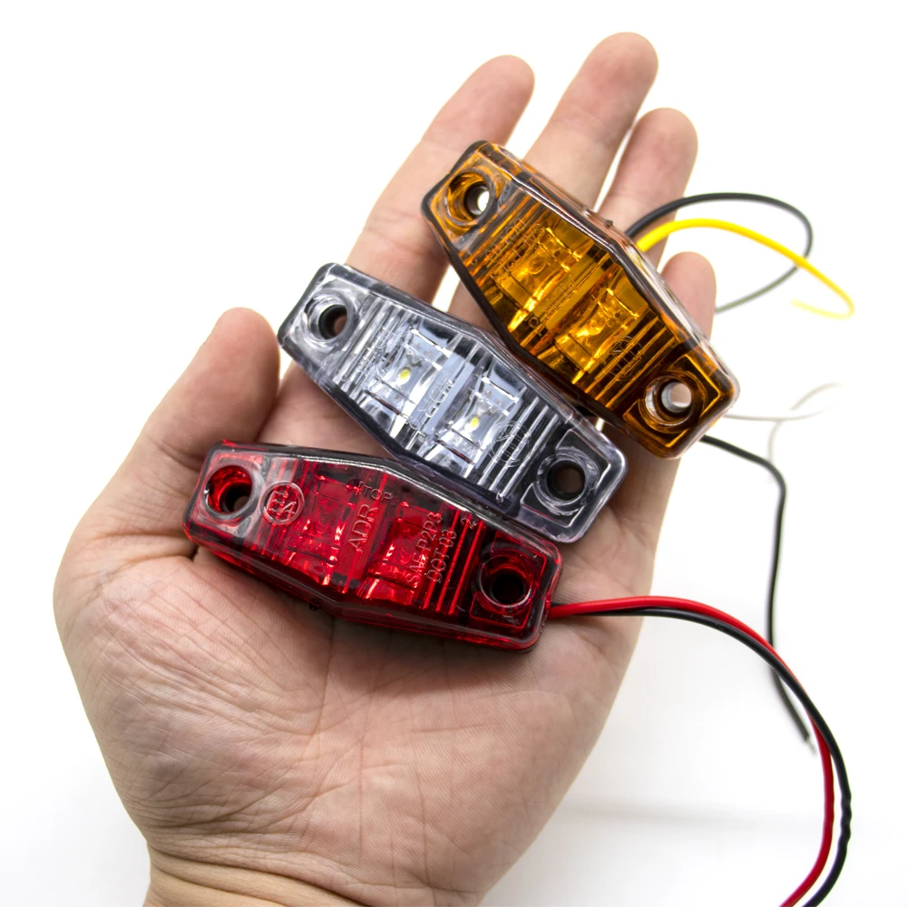 10PCS 2 LED 12V 24V Universal External Side Marker Warning Tail Light Clearance Turn Signal Lamp Indicators Trailer Truck Lorry