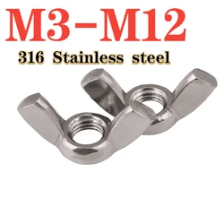 M3 M4 M5 M6 M10 M12 316 Stainless Steel Butterfly Nut Hand Tighten Nut Wing Nut Hand Tighten Fixing Nut 1/2/3/5PCS