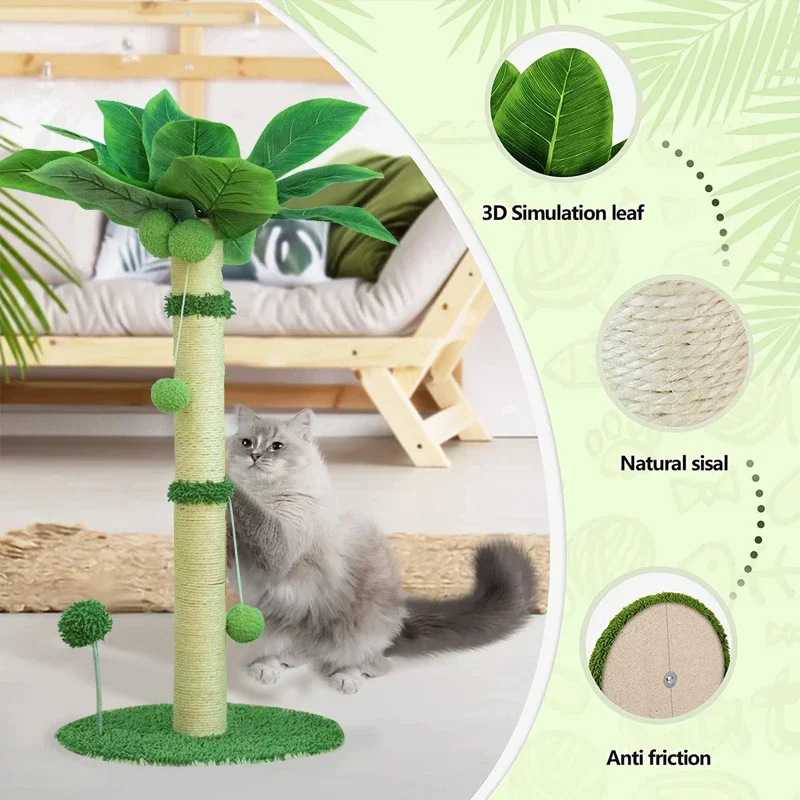 Cat Scratching Post for Cats Tree Catcus Cat Scratcher Posts Toy Cute Kitten Kitty Sisal Rope Scratch with Teaser Ball