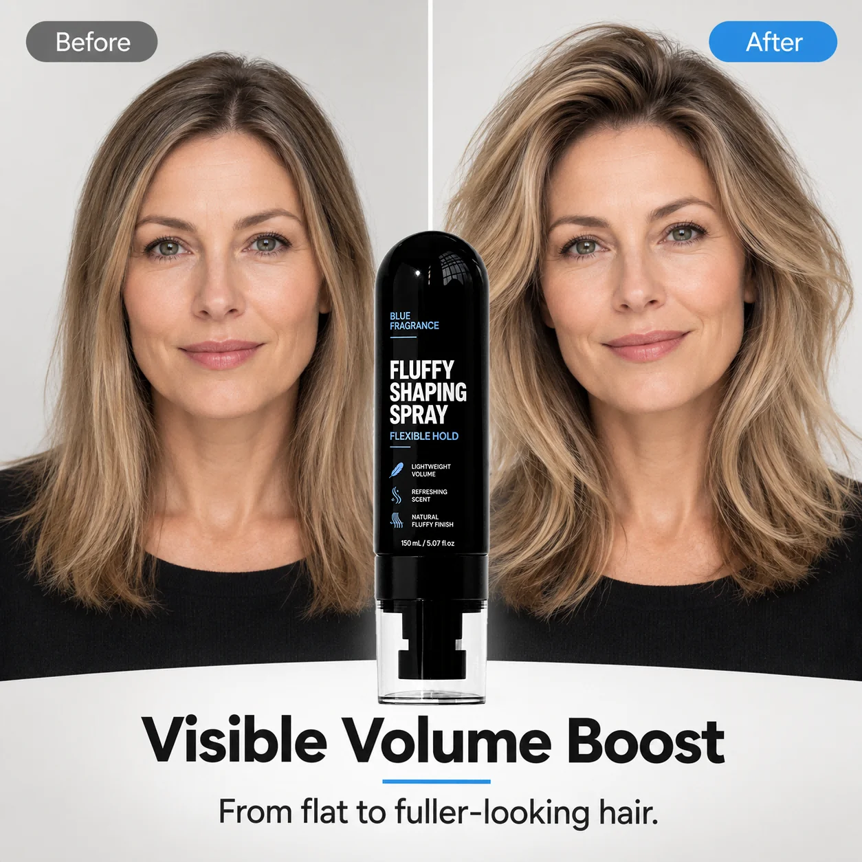 Fluffy Shaping Hair Spray 150ml Flexible Hold Blue Fragrance Lightweight Volumizing Hair Styling Spray