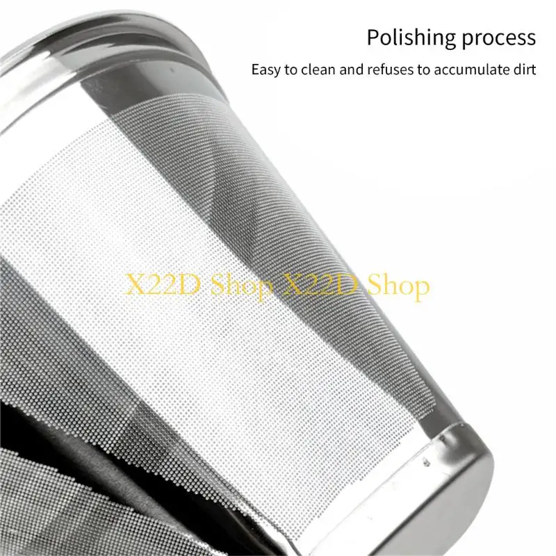 x22d-ファインメッシュステンレス鋼円錐形コーヒーフィルター再利用可能な永久交換紙フィルター食器洗い機対応