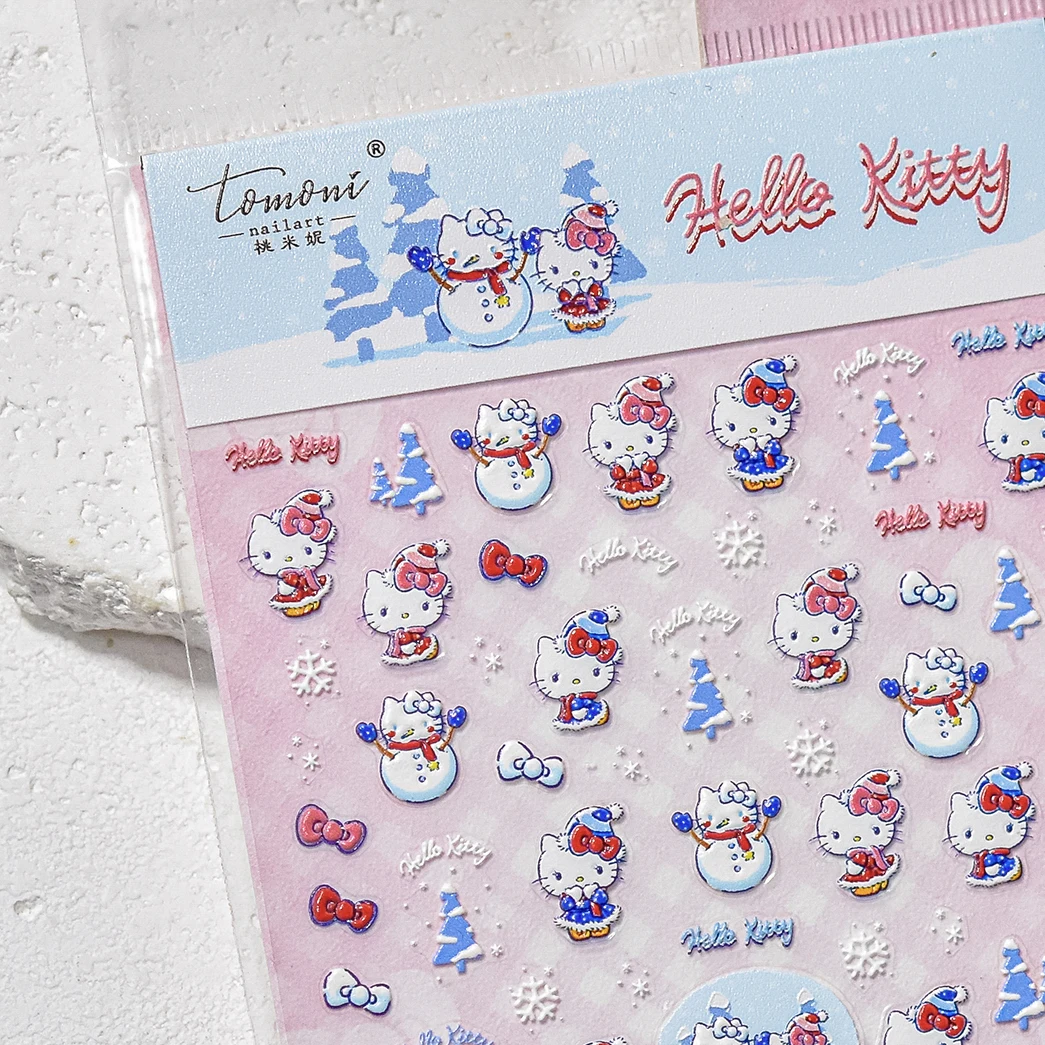 1 Stück 5D Geprägte Hello Kitty Nagelaufkleber Sanrio HelloKitty Nagelzubehör Kitty Katze Modedesign Niedliche Katzen-Nagelteile – Detail 16