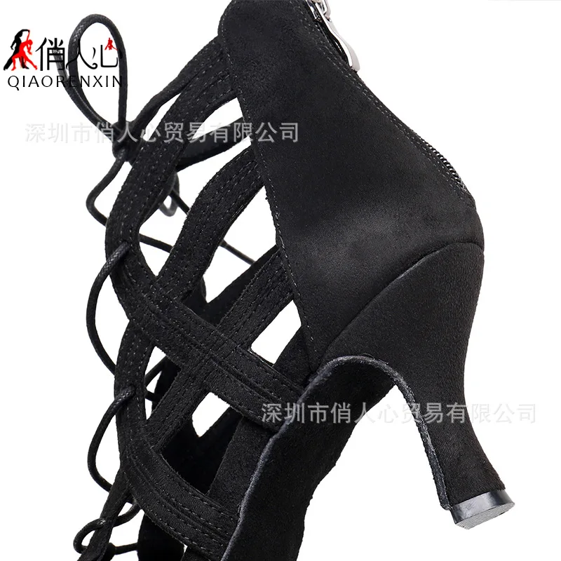 Nowe sznurowane buty do tańca z wysoką cholewką, damskie buty jazzowe, wysokie obcasy, modne ażurowe buty do tańca latynoamerykańskiego, do użytku w pomieszczeniach, 2025