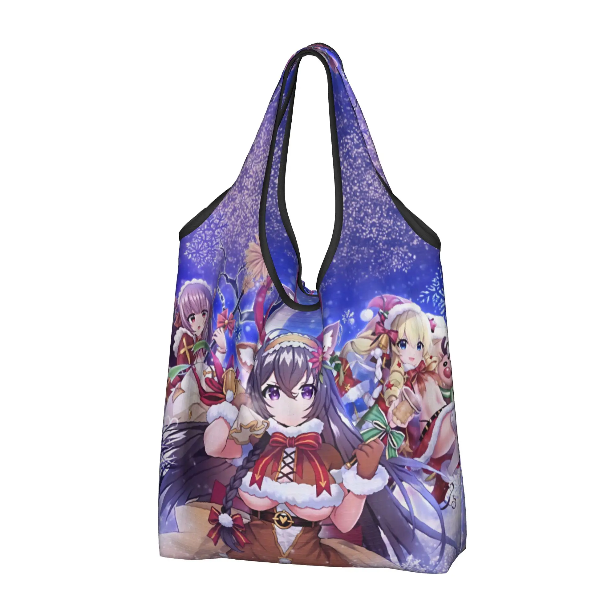 Kawaii Print Tenkafuma Dark Christmas Echo Lana Tote Shopping Bag Portable Shoulder Shopper Holy Night Reindeer Shizuka Handbag