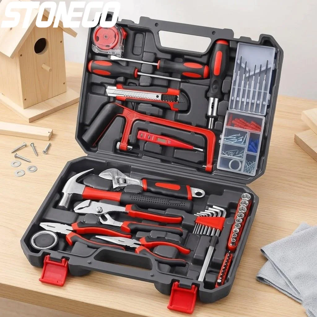 

Набор ручных инструментов для ремонта дома, 108 предметов: отвертки, молоток, пила, лента, гаечный ключ, плоскогубцы для мужчин, мастерских и гаражей