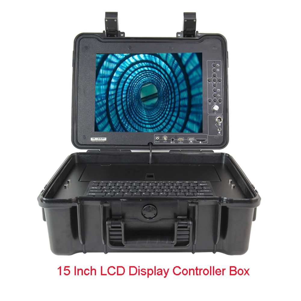 15 "Lcd 9Mm Kabel 120M 10Xzoom 360 Graden View Rioolbuis Inspectie Camera Met Pan Tilt ratation Camera Head Dvr Meter Teller