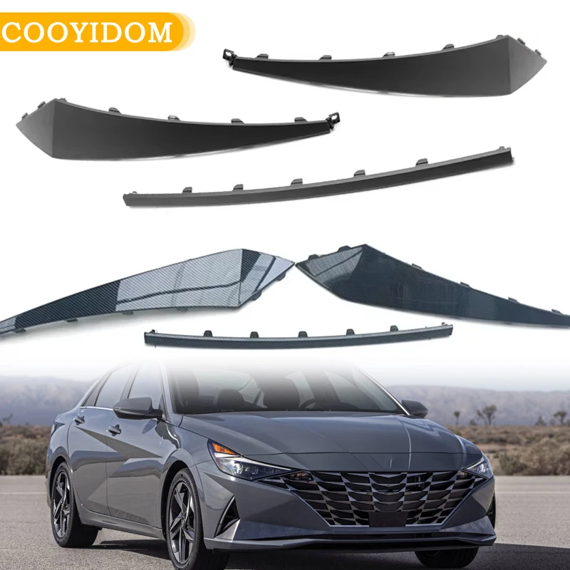 

Передние декоративные полоски для Hyundai Elantra 2021 2022, передний нижний бампер, черный гарнир, детали для внешнего декора
