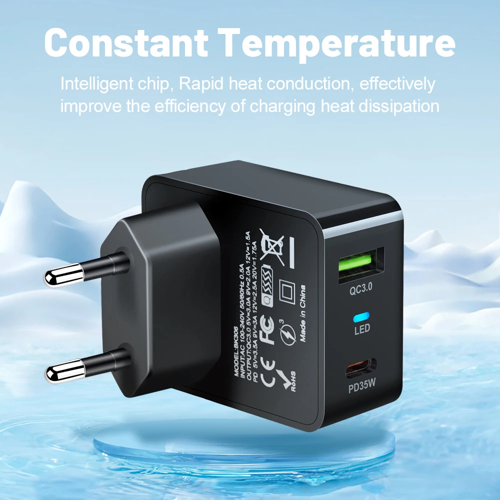 35W GaN USB Fast Charging Type C PD Charger Quick Charge Mobile Phone Power Adapter For iPhone 15 Pro Max Xiaomi Samsung Charger image 5