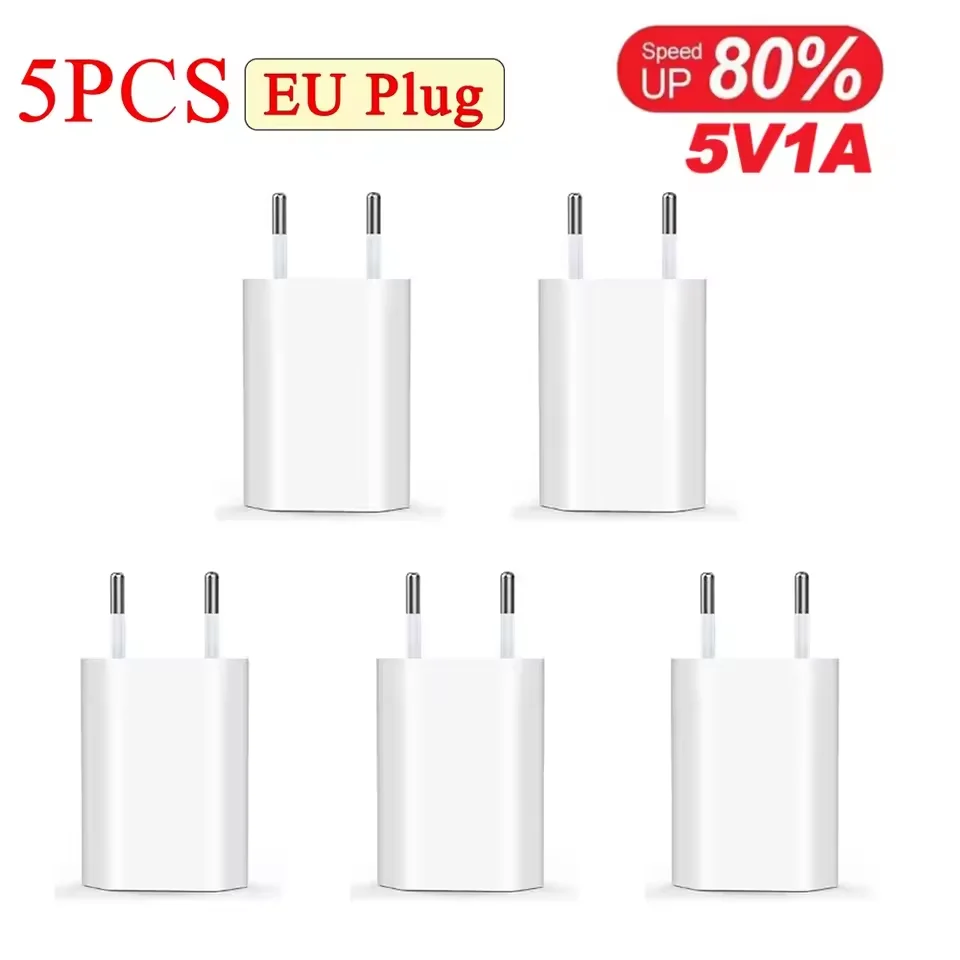 

1-5Pcs Universal EU Plug Travel Mini USB Wall Charger 5V/1A Power Adapter Mobile Phone Charging For iPhone Samsung Xiaomi Huawei