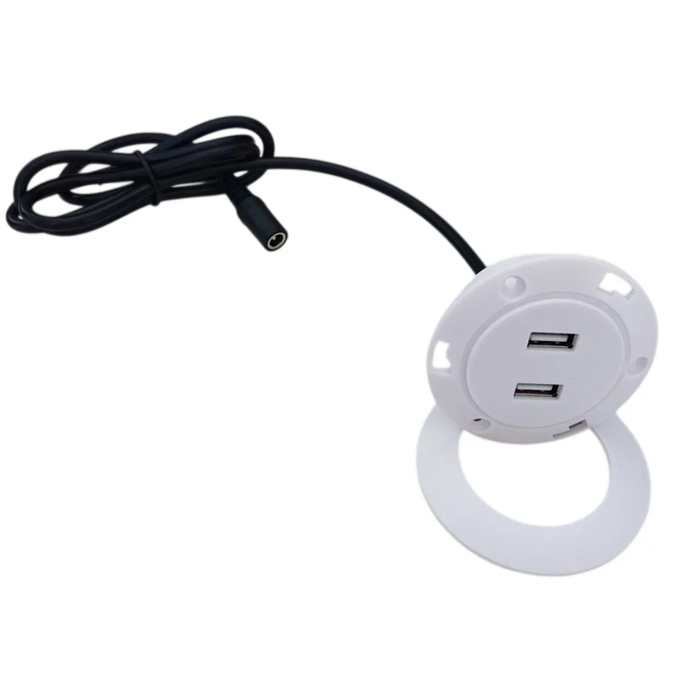 Desktop Recessed Mount Dual-Port USB Power Outlet Charging Center Desk-Charger Desktop Charging Station Mounts 5V2A Output
