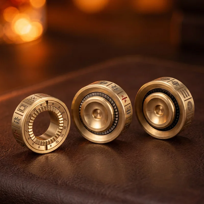 13 Gyro Ring Golden Retro Wind Decompression Toy Portable Fingertip Gyro with Scepter Boring Relief