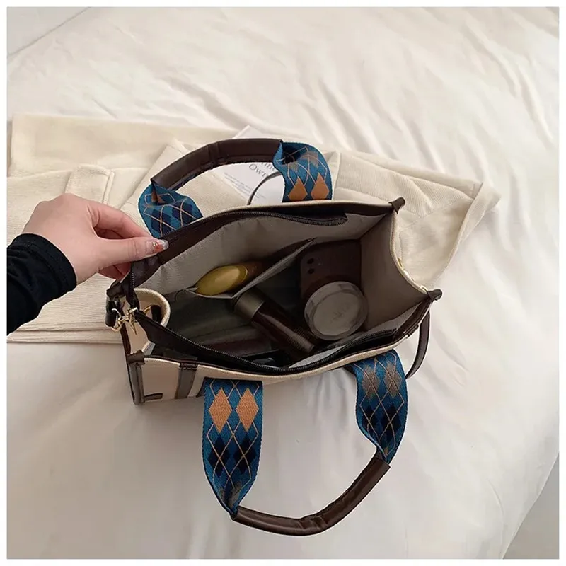 Large Capacity Portable Canvas Handbags Women New Simple Commter Crossbody Bags Versatile Shopping Storage Luxury Tote Bag Purse