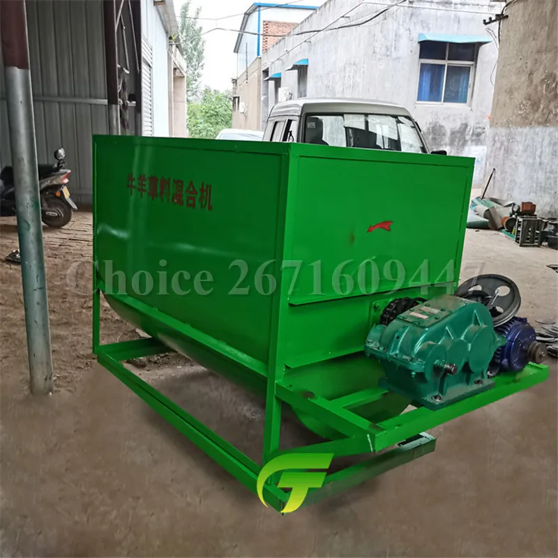 Automatic Horizontal Animal Feed Mixer Blender Poultry Wet Dry Forage Grass Hay Feed Mixing Machine