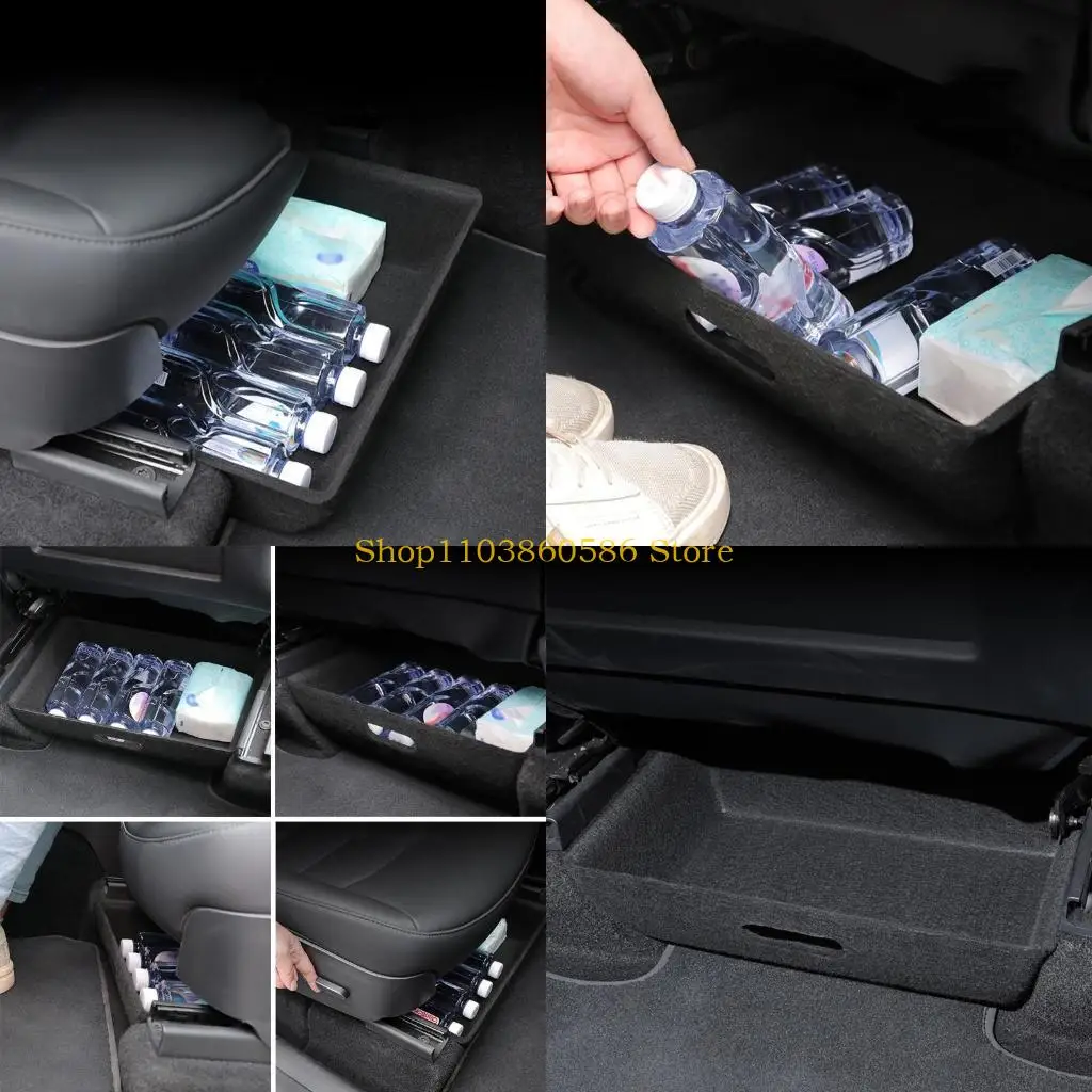 242A For  Anti-skid Under for Seat Storage Tray Flocking ABS Organizer Car Interior Items Container