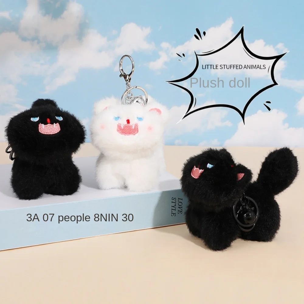 Porte-clés en peluche chat remuant la queue pour filles, boule à pompon, porte-clés beurre, pendentif en peluche chat doux