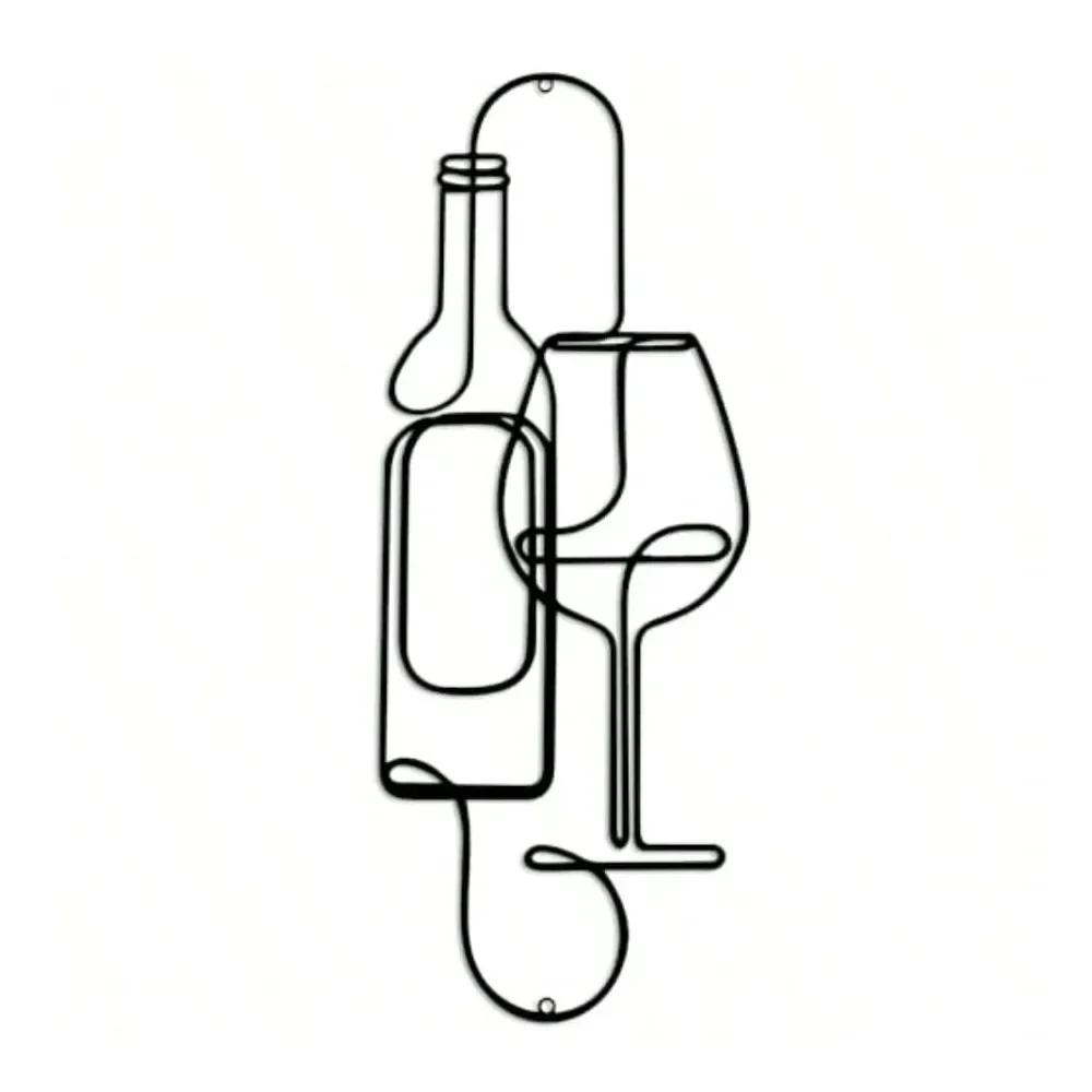 

Wine Metal Wall Decor Minimalist Single Line Wine Bottle And Glass Art For Home Bars Kitchens Dining Spaces And Patios Ideal Gi