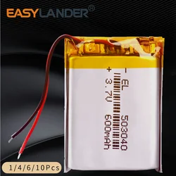 Silicone Wires 3.7V 600mAh 503040 Lithium Li-ion Polymer Battery for car DVR Registrar recorder TPMS plowed  MP3 player 