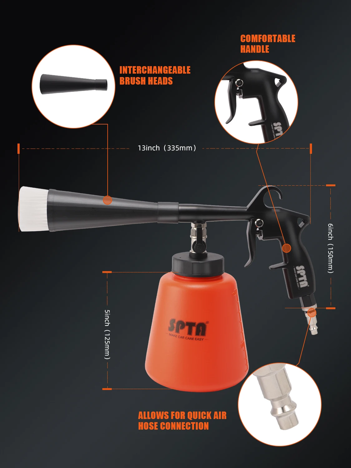 SPTA Car Interior Cleaning Foam Gun Car Tornado Cleaning Washing Spray Gun High Pressure Washer For Easy Deep Cleaning Tools